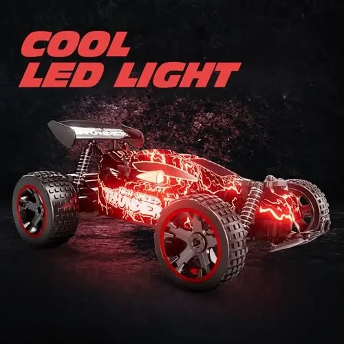 Tecnock RC Cars for Kids, 1:18 Scale 2WD RC Car with LED Lights, 2.4GHz Remote Control Car with USB-C Easy Charging & 50 Mins Playtime, Toys Gifts for Boys & Girls Ages 8-12 - 3