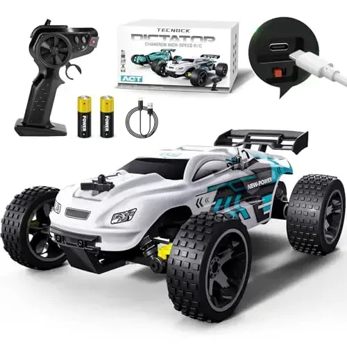 Tecnock RC Cars Remote Control Car for Kids, 1:18 Scale 20 KM/H 2WD Offroad Buggy, 2.4GHz RC Racing Car with USB-C Easy Charging & 50 Mins Playtime, Toys Gifts for Boys & Girls - TECNOCK