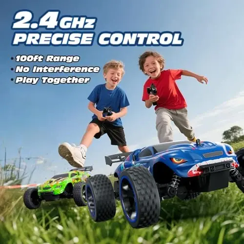 Tecnock RC Cars for Kids, 1: 18 Scale 2WD RC Car with USB-C Easy Charging, 2.4GHz Remote Control Car with LED Lights & 50 Mins Playtime, Toys Gifts for Boys & Girls Ages 8-12 - 5