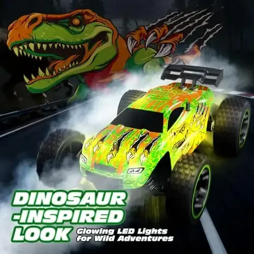 Tecnock RC Cars for Kids, 1: 18 Scale 2WD RC Car with USB-C Easy Charging, 2.4GHz Remote Control Car with LED Lights & 50 Mins Playtime, Toys Gifts for Boys & Girls Ages 8-12 - 3