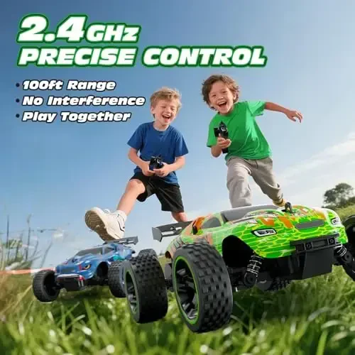 Tecnock RC Cars for Kids, 1: 18 Scale 2WD RC Car with USB-C Easy Charging, 2.4GHz Remote Control Car with LED Lights & 50 Mins Playtime, Toys Gifts for Boys & Girls Ages 8-12 - 6