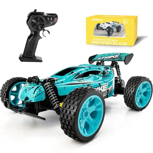 Tecnock RC Mashina Bolalar Uchun Masofadan Boshqariladigan Mashina, 1: 18 20 KM/H 2WD RC Buggy, 2.4GHz Offroad Musobaqa Mashinasi 40 Daqiqa O'yin Uchun, O'g'il va Qiz Bolalar Uchun Sovg'a (Moviy) - 5