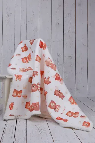 Teddy Bear Baby Blanket Thick Sheep Wool Blanket- Milk Coffee - 1