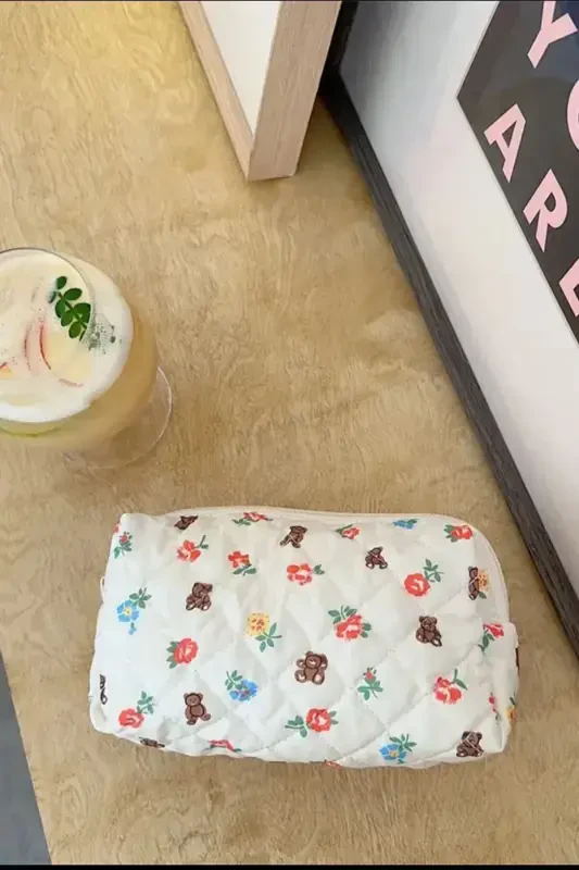 Teddy Bear Flower Makeup Bag Special Design-Orange - 1