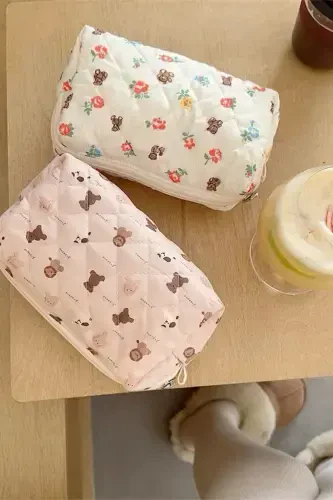 Teddy Bear Flower Makeup Bag Special Design-Orange - 3