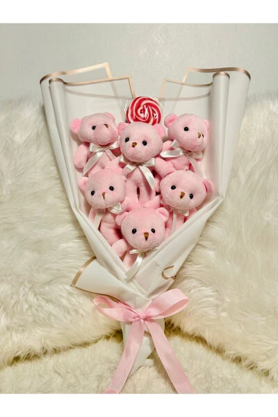 Teddy Bear Pink Candy Bear Bouquet, Special Anniversary Birthday Gift for Lover - SALISH (1)