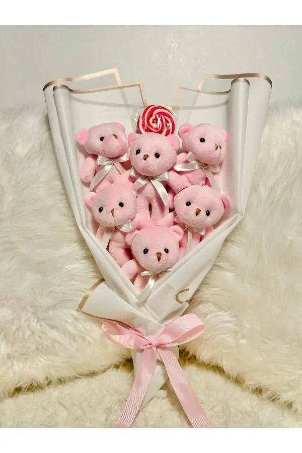 Teddy Bear Pink Candy Bear Bouquet, Special Anniversary Birthday Gift for Lover - 2