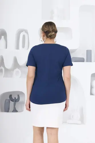 Teddy Bear Print Plus Size Indigo T-Shirt - 7