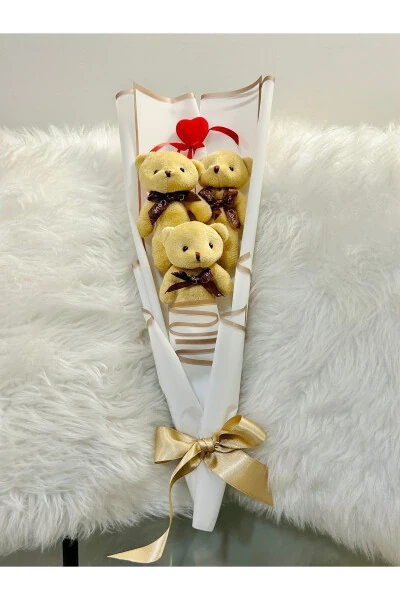 Teddy Bear White Mini Hat Bear Bouquet Anniversary Birthday Special Gift for Lover - SALISH