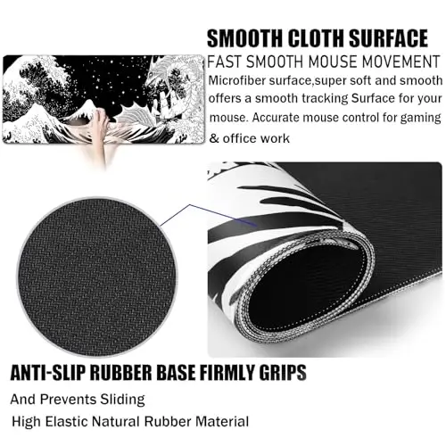 TEDNETGO Extra Large Mouse Pad, Gaming Mouse Pad, Waterproof Extra Large Mousepad with Stitched Edges, Non-Slip Base Keyboard Pad for Gamer, Office & Home, 31.5 x 15.8, Dragon - 3