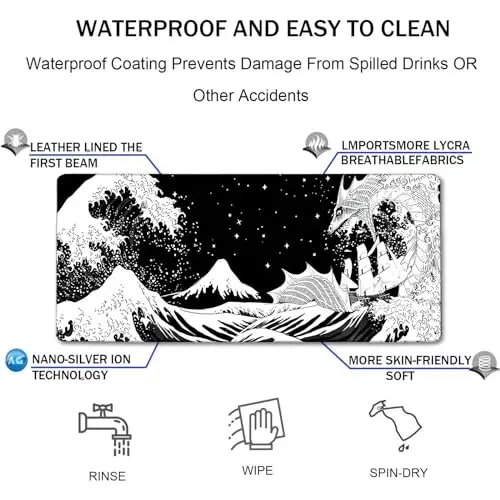 TEDNETGO Extra Large Mouse Pad, Gaming Mouse Pad, Waterproof Extra Large Mousepad with Stitched Edges, Non-Slip Base Keyboard Pad for Gamer, Office & Home, 31.5 x 15.8, Dragon - 4