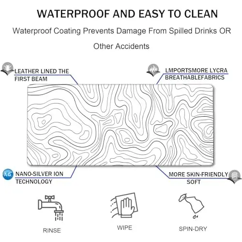 TEDNETGO Extra Large Mouse Pad, Gaming Mouse Pad, Waterproof Extra Large Mousepad with Stitched Edges, Non-Slip Base Keyboard Pad for Gamer, Office & Home, 31.5 x 15.8, Black Lines - 4