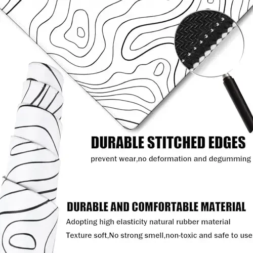 TEDNETGO Extra Large Mouse Pad, Gaming Mouse Pad, Waterproof Extra Large Mousepad with Stitched Edges, Non-Slip Base Keyboard Pad for Gamer, Office & Home, 31.5 x 15.8, Black Lines - TEDNETGO (1)