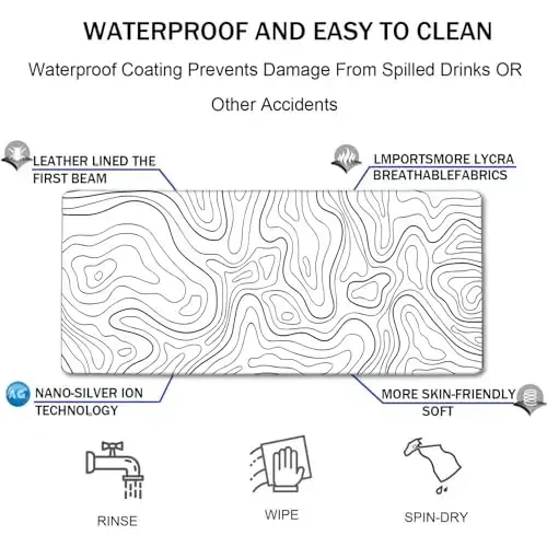 TEDNETGO Extra Large Mouse Pad, Gaming Mouse Pad, Waterproof Extra Large Mousepad with Stitched Edges, Non-Slip Base Keyboard Pad for Gamer, Office & Home, 31.5 x 15.8, Black Lines - 4