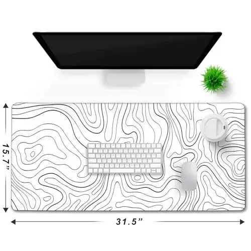 TEDNETGO Extra Large Mouse Pad, Gaming Mouse Pad, Waterproof Extra Large Mousepad with Stitched Edges, Non-Slip Base Keyboard Pad for Gamer, Office & Home, 31.5 x 15.8, Black Lines - 6