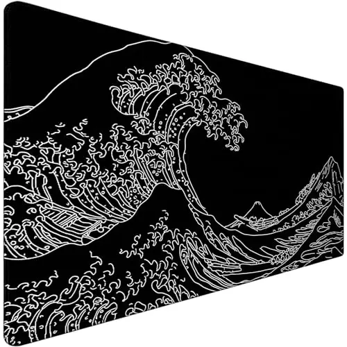 TEDNETGO Extra Large Mouse Pad, Gaming Mouse Pad, Waterproof Extra Large Mousepad with Stitched Edges, Non-Slip Base Keyboard Pad for Gamer, Office & Home, 31.5 x 15.8, Sea Wave - 1