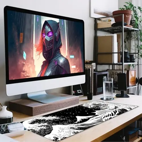 TEDNETGO Extra Large sichqoncha paneli, oʻyin sichqonchasi paneli, tiktirilgan qirralari boʻlgan suv oʻtkazmaydigan Extra Large sichqoncha paneli, Gamer, ofis va uy uchun sirpanmaydigan asosli klaviatura paneli, 31,5 x 15,8, Ajdarho - 7