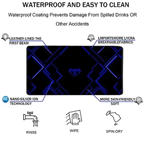 TEDNETGO Large Extended Gaming Mouse Pad, Long Mouse Pads, Extra Large Big Mouse Pad with Stitched Edge, XXL Non-Slip Computer Computer Keyboard Mat for Gamer/Desktop/Office/Home,Blue - 4