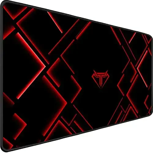 TEDNETGO Katta sichqoncha paneli, Oʻyin uchun uzun sichqoncha paneli, Choklangan qirrali suv oʻtkazmaydigan oʻta katta sichqoncha paneli, Gamer/Desktop/Ofis/Uy uchun XXL sirpanmaydigan kompyuter klaviatura paneli, QIZIL - 1