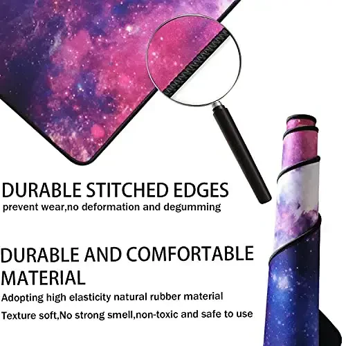 TEDNETGO Large Extended Gaming Mouse Pad, Long Mouse Pads, Extra Large Big Mouse Pad with Stitched Edge, XXL Non-Slip Computer Computer Keyboard Mat for Gamer/Desktop/Office/Home, Galaxy - 2