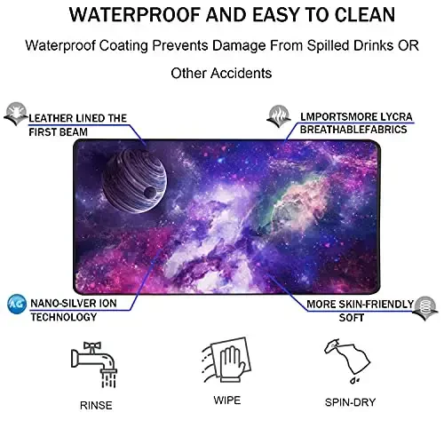 TEDNETGO Large Extended Gaming Mouse Pad, Long Mouse Pads, Extra Large Big Mouse Pad with Stitched Edge, XXL Non-Slip Computer Computer Keyboard Mat for Gamer/Desktop/Office/Home, Galaxy - 4