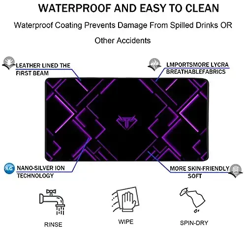 TEDNETGO Large Extended Gaming Mouse Pad, Long Mouse Pads, Extra Large Big Mouse Pad with Stitched Edge, XXL Non-Slip Computer Computer Keyboard Mat for Gamer/Desktop/Office/Home, Purple - 4
