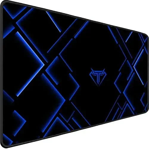 TEDNETGO Large Extended Gaming Mouse Pad, Long Mouse Pads, Extra Large Big Mouse Pad with Stitched Edge, XXL Non-Slip Computer Computer Keyboard Mat for Gamer/Desktop/Office/Home,Blue - TEDNETGO