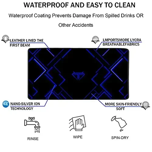TEDNETGO Large Extended Gaming Mouse Pad, Long Mouse Pads, Extra Large Big Mouse Pad with Stitched Edge, XXL Non-Slip Computer Computer Keyboard Mat for Gamer/Desktop/Office/Home,Blue - 4