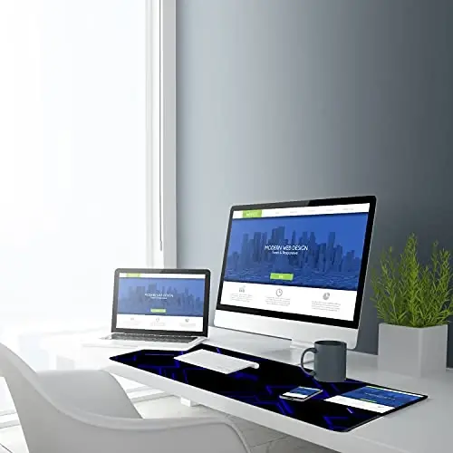 TEDNETGO Large Extended Gaming Mouse Pad, Long Mouse Pads, Extra Large Big Mouse Pad with Stitched Edge, XXL Non-Slip Computer Computer Keyboard Mat for Gamer/Desktop/Office/Home,Blue 