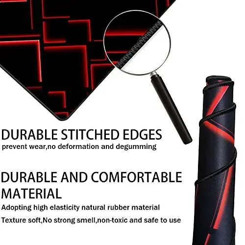 TEDNETGO Large Mouse Pad, Gaming Long Mouse Pad, Waterproof Extra Large Big Mousepad with Stitched Edge, XXL Non-Slip Computer Computer Keyboard Pad Mat for Gamer/Desktop/Office/Home, RED - TEDNETGO (1)