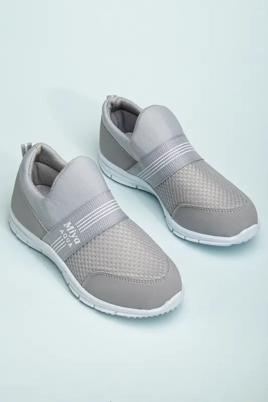 Tedy Unisex Çocuk Bağcıksız Rahat Esnek Günlük Sneaker Spor Ayakkabı - GRİ - 2
