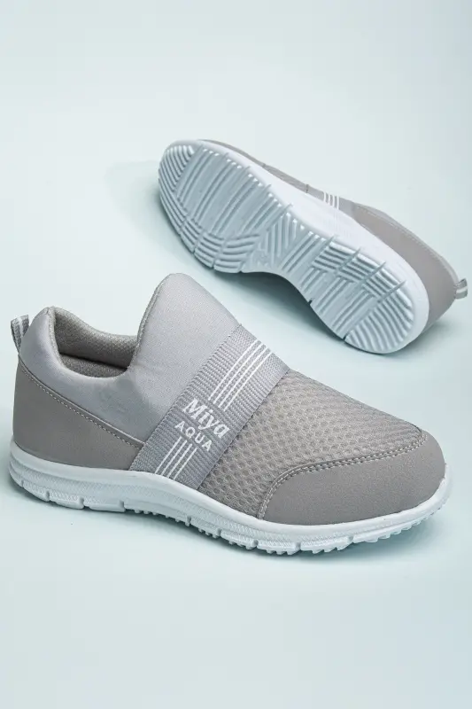 Tedy Unisex Çocuk Bağcıksız Rahat Esnek Günlük Sneaker Spor Ayakkabı - GRİ - 3