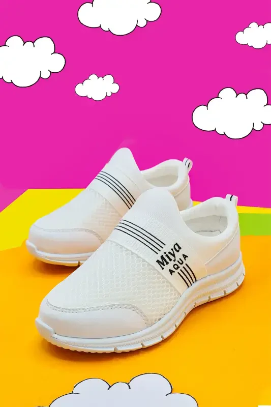 Tedy Garantili Unisex Детские повседневные эластичные кроссовки без шнурков для мальчиков и девочек - Белые - 2