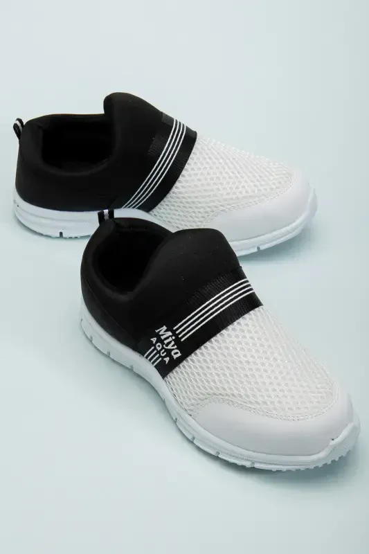 Tedy Kafolatlangan Unisex Bolalar Bog'ichsiz Qulay Elastik Kundalik Sneaker Sport Oyoq Kiyimi-Oq Qora - 2