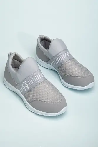 Tedy Kafolatlangan Unisex Bolalar Bog'ichsiz Qulay Moslashuvchan Kundalik Sneaker Sport Oyoq Kiyimi-Kulrang - SLIPCAT (1)