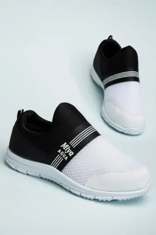 Tedy Unisex bolalar bog'ichsiz qulay elastik kundalik krossovkalar sport poyabzali Tedy-Oq Qora - 2