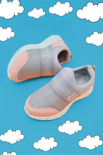Tedy Unisex Children's Lace-Free Comfortable Flexible Daily Sneaker Sports Shoe Tedy-POWDER - 1