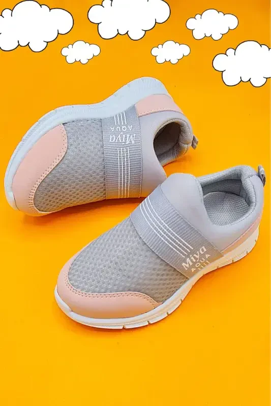 Tedy Unisex Children's Lace-Free Comfortable Flexible Daily Sneaker Sports Shoe Tedy-POWDER - 2
