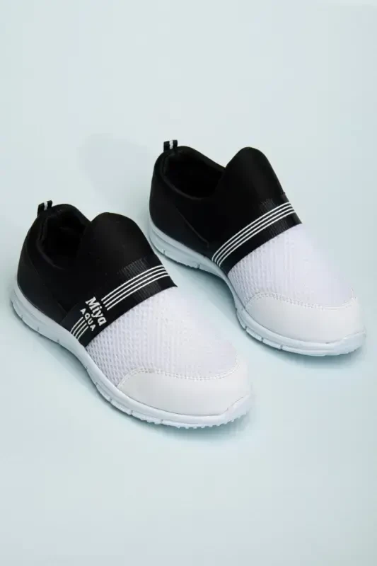 Tedy Unisex Children's Laceless Comfortable Flexible Daily Sneaker Sports Shoe Tedy-White Black - 1