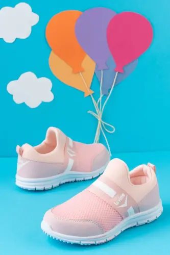 Tedy Unisex Çocuk Bağcıksız Rahat Esnek Günlük Sneaker Spor Ayakkabı - PUDRA - SLIPCAT (1)