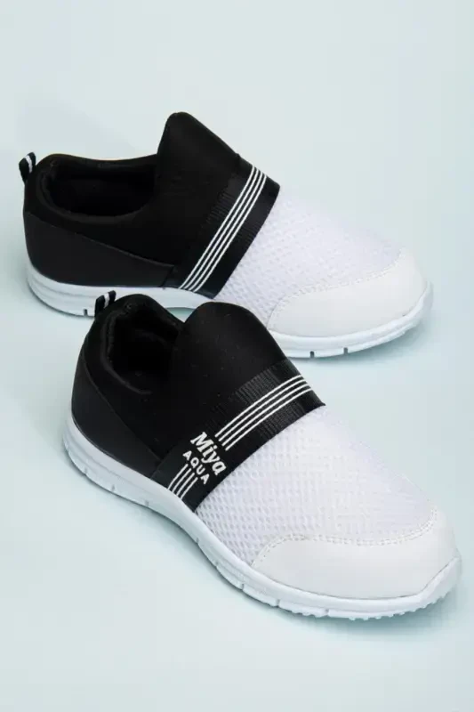 Tedy Unisex Çocuk Bağcıksız Rahat Esnek Günlük Sneaker Spor Ayakkabı Tedy-Beyaz Siyah - 3