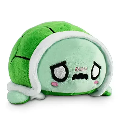 TeeTurtle - Asl Turtle Plushie qaytariladigan - Kawaii + Xavotirli Yashil - Sizning kayfiyatingizni ko'rsatadigan yoqimli sezgir fidget o'yinchoq hayvonlar - TEETURTLE