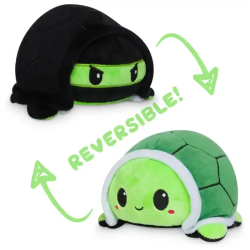 TeeTurtle - Asl Turtle Plushie qaytariladigan - Kawaii + Xavotirli Yashil - Sizning kayfiyatingizni ko'rsatadigan yoqimli sezgir fidget o'yinchoq hayvonlar - 3