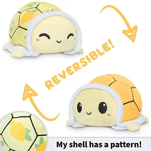 TeeTurtle - The Original Reversible Turtle Plushie - Cute Sensory Fidget Stuffed Animals That Show Your Mood- Lemons + Flowers - 3