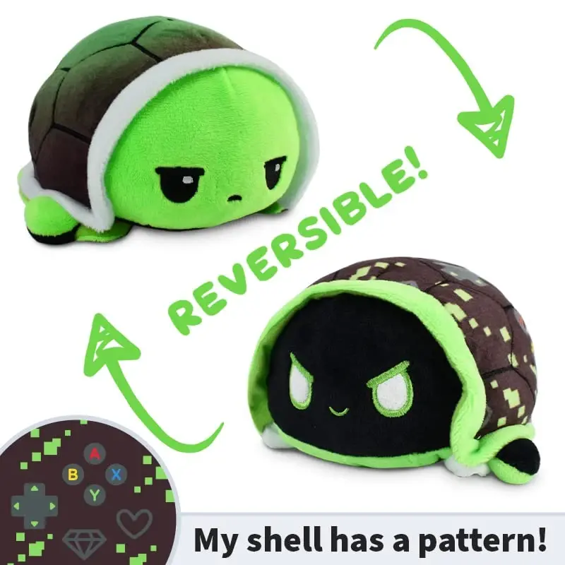 TeeTurtle - The Original Reversible Turtle Plushie - Video Games - Cute Sensory Fidget Stuffed Animals That Show Your Mood - 3