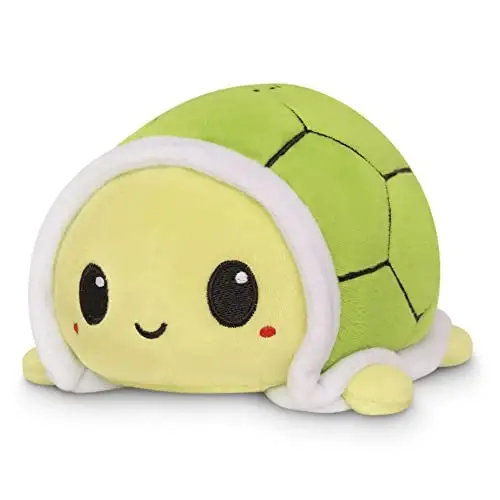 TeeTurtle - The Original Reversible Turtle Plushie - Strawberries + Flowers - Cute Sensory Fidget Stuffed Animals That Show Your Mood - 2