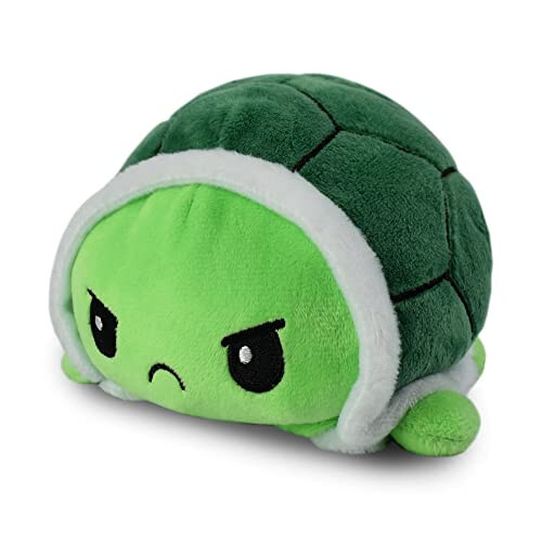 TeeTurtle - The Original Reversible Turtle Plushie - Green - Cute Sensory Fidget Stuffed Animals That Show Your Mood 4 inch - 2