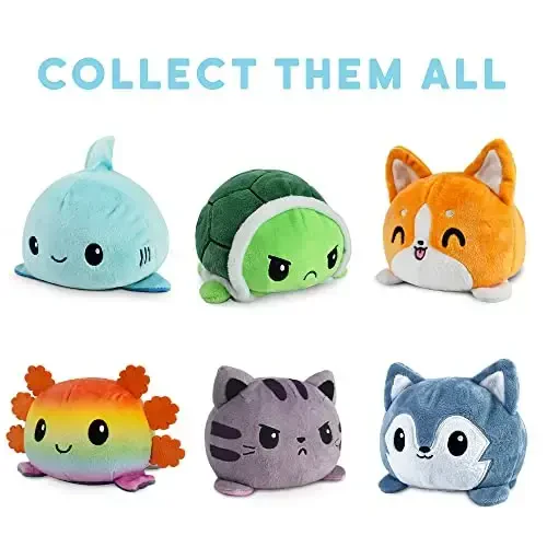 TeeTurtle - The Original Reversible Turtle Plushie - Ninja - Cute Sensory Fidget Stuffed Animals That Show Your Mood 4 Inch - 5