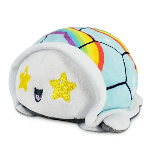 TeeTurtle - The Original Reversible Turtle Plushie - Rainbows - Cute Sensory Fidget Stuffed Animals That Show Your Mood 3.5 inch - 2