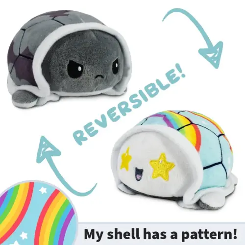 TeeTurtle - The Original Reversible Turtle Plushie - Rainbows - Cute Sensory Fidget Stuffed Animals That Show Your Mood 3.5 inch - 3